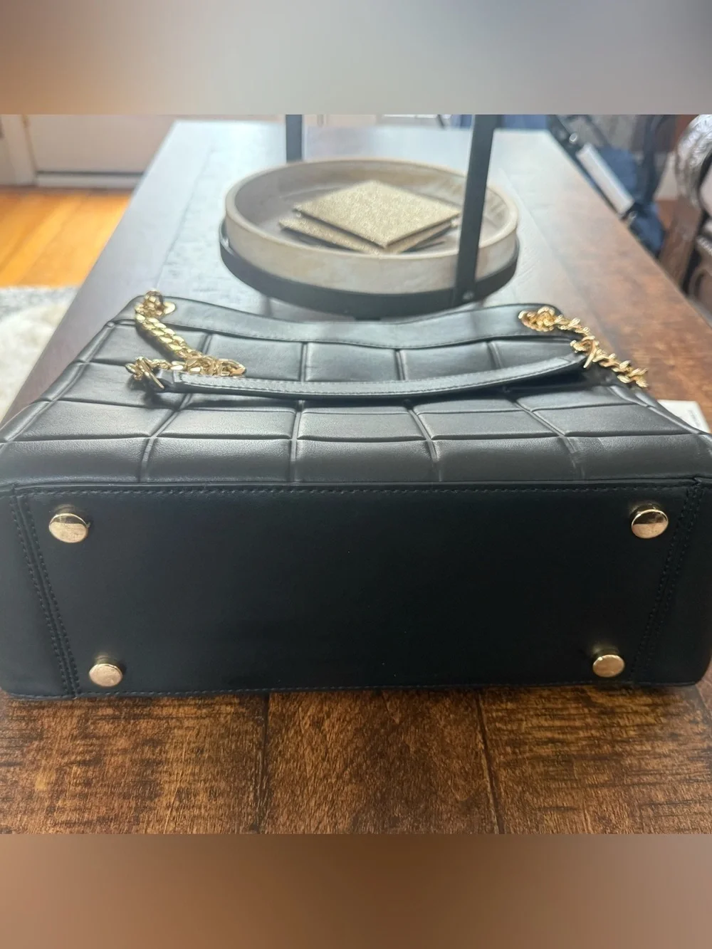 Michael Kors Black Quilted Leather Shoulder Bag with Gold Chain NWT $498